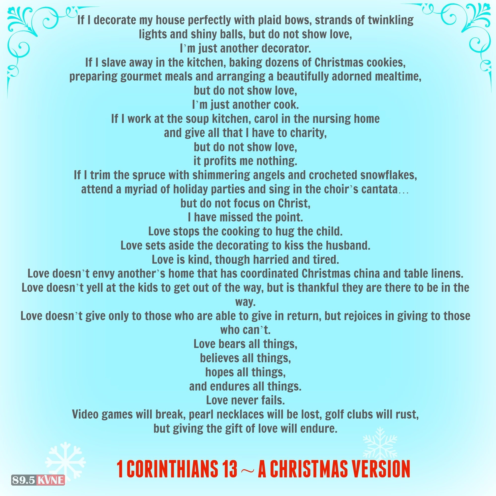 1 Corinthians 13 – A Christmas Version
